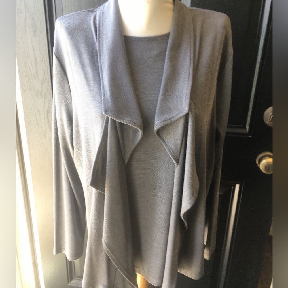 Chico’s L Gray Draped Cardigan